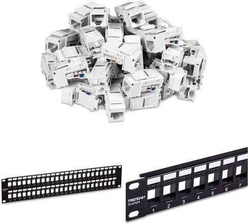 TRENDnet Cat6 RJ45 Keystone Jack 50-Pack Bundle, Compatible with Cat5,Cat5e,Cat6 Cabling, Use with The TC-KP24 Or TC-KP48 Blank Keystone Patch Panels (Sold Separately), Black, TC-K50C6BK in Saudi Arabia