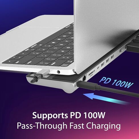 محطة إرساء j5create USB C - تدعم ما يصل إلى 3 شاشات عرض في وقت واحد | HDMI، DisplayPort، VGA، شحن سريع 100 وات PD، جيجابت إيثرنت | يأتي مع مقصورة كابل من النوع C (JCD543) (متجدد) in Kuwait