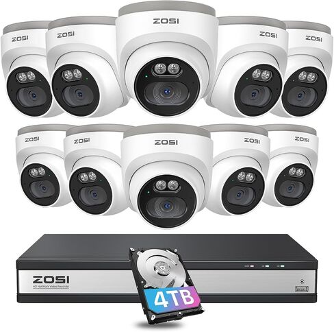 ZOSI C220 8CH 5MP NVR with 8 x 4MP Audio PoE CCTV Camera System, 2TB HDD in Kuwait