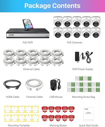 ZOSI C220 8CH 5MP NVR with 8 x 4MP Audio PoE CCTV Camera System, 2TB HDD in Kuwait
