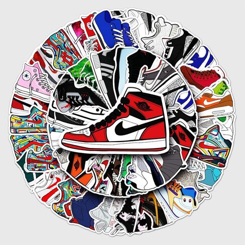 أحذية أنيقة ملصقات مقاومة للماء للأطفال، عبوة من 50 قطعة من الملصقات الجمالية لزجاجات المياه والكمبيوتر المحمول وأجهزة الكمبيوتر المحمولة وأجهزة الكمبيوتر المحمولة ولوح التزلج وخوذة الدراجة اللطيفة من VSCO هدية للأولاد والبنات والأطفال والمراهقين والبالغي in Kuwait