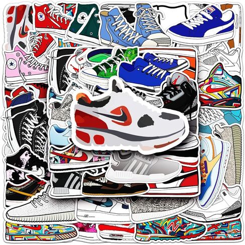 أحذية أنيقة ملصقات مقاومة للماء للأطفال، عبوة من 50 قطعة من الملصقات الجمالية لزجاجات المياه والكمبيوتر المحمول وأجهزة الكمبيوتر المحمولة وأجهزة الكمبيوتر المحمولة ولوح التزلج وخوذة الدراجة اللطيفة من VSCO هدية للأولاد والبنات والأطفال والمراهقين والبالغي in Kuwait