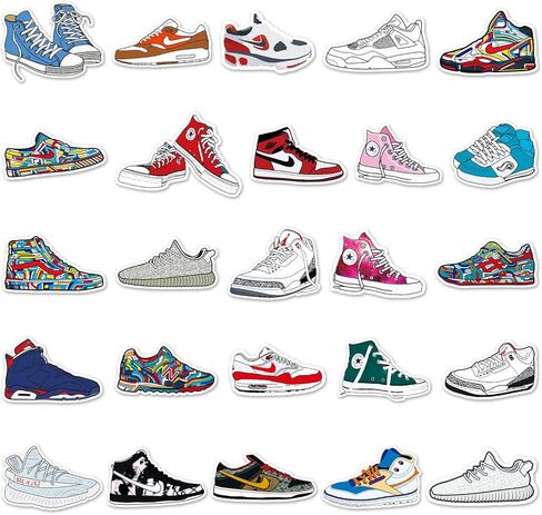 أحذية أنيقة ملصقات مقاومة للماء للأطفال، عبوة من 50 قطعة من الملصقات الجمالية لزجاجات المياه والكمبيوتر المحمول وأجهزة الكمبيوتر المحمولة وأجهزة الكمبيوتر المحمولة ولوح التزلج وخوذة الدراجة اللطيفة من VSCO هدية للأولاد والبنات والأطفال والمراهقين والبالغي in Kuwait