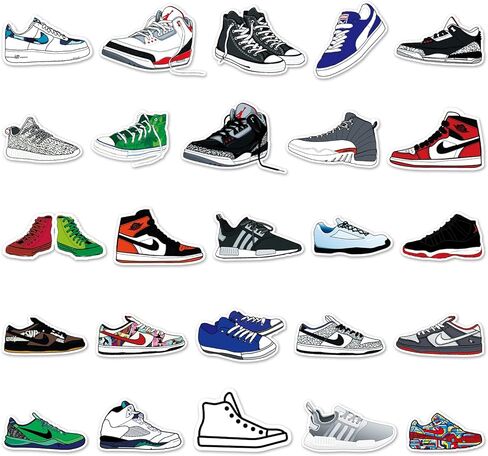 أحذية أنيقة ملصقات مقاومة للماء للأطفال، عبوة من 50 قطعة من الملصقات الجمالية لزجاجات المياه والكمبيوتر المحمول وأجهزة الكمبيوتر المحمولة وأجهزة الكمبيوتر المحمولة ولوح التزلج وخوذة الدراجة اللطيفة من VSCO هدية للأولاد والبنات والأطفال والمراهقين والبالغي in Kuwait