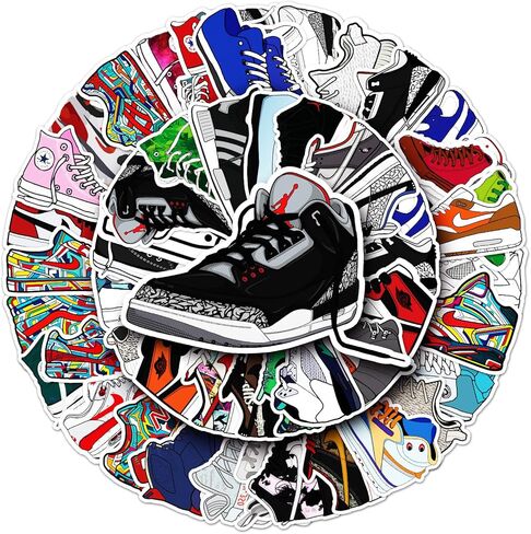 أحذية أنيقة ملصقات مقاومة للماء للأطفال، عبوة من 50 قطعة من الملصقات الجمالية لزجاجات المياه والكمبيوتر المحمول وأجهزة الكمبيوتر المحمولة وأجهزة الكمبيوتر المحمولة ولوح التزلج وخوذة الدراجة اللطيفة من VSCO هدية للأولاد والبنات والأطفال والمراهقين والبالغي in Kuwait