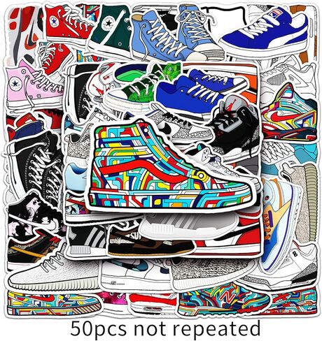 أحذية أنيقة ملصقات مقاومة للماء للأطفال، عبوة من 50 قطعة من الملصقات الجمالية لزجاجات المياه والكمبيوتر المحمول وأجهزة الكمبيوتر المحمولة وأجهزة الكمبيوتر المحمولة ولوح التزلج وخوذة الدراجة اللطيفة من VSCO هدية للأولاد والبنات والأطفال والمراهقين والبالغي in Kuwait