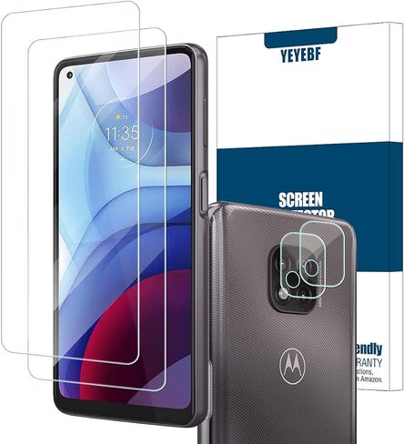 واقي شاشة موتو جي باور 2021 + واقيات عدسة الكاميرا من واي اي اي بي اف، [قطعتان] واقي شاشة من الزجاج المقسى [خالٍ من الفقاعات] [مناسب للحافظة] واقي شاشة زجاجي لهاتف موتورولا موتو جي باور 2021 in Kuwait