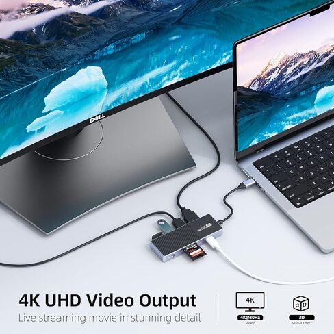 محول محور USB C مطور، محطة إرساء USB C لأجهزة Mac [مستقر للغاية]، محول USB C 8 في 1 إلى HDMI متوافق مع أجهزة الكمبيوتر المحمولة USB-C والأجهزة من النوع C (4K HDMI USB3.0 SD/TF قارئ بطاقة 100 وات PD) in Kuwait