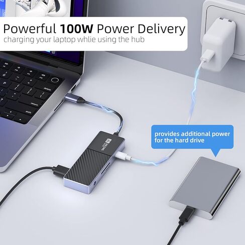محول محور USB C مطور، محطة إرساء USB C لأجهزة Mac [مستقر للغاية]، محول USB C 8 في 1 إلى HDMI متوافق مع أجهزة الكمبيوتر المحمولة USB-C والأجهزة من النوع C (4K HDMI USB3.0 SD/TF قارئ بطاقة 100 وات PD) in Kuwait
