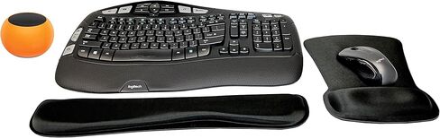 مجموعة لوحة المفاتيح والماوس اللاسلكية كومفورت ويف من لوجيتك MK550، مجموعة عصرية لأسلوب الحياة النشط والمنزل والمكتب مع مكبر صوت بلوتوث لاسلكي محمول صغير يتوهج في الظلام، ووسادة معصم جل ووسادة ماوس جل in Saudi Arabia