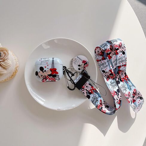 حافظة AirPod الثالثة الفاخرة مع سلسلة مفاتيح ميكي وميني، تصميم قبلة الرسوم المتحركة الشخصية وعملية IMD الفريدة من نوعها من مادة TPU الناعمة من الجيل الثالث من Airpod (إصدار 2021) in Kuwait