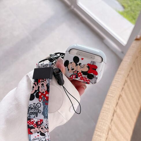 حافظة AirPod الثالثة الفاخرة مع سلسلة مفاتيح ميكي وميني، تصميم قبلة الرسوم المتحركة الشخصية وعملية IMD الفريدة من نوعها من مادة TPU الناعمة من الجيل الثالث من Airpod (إصدار 2021) in Kuwait