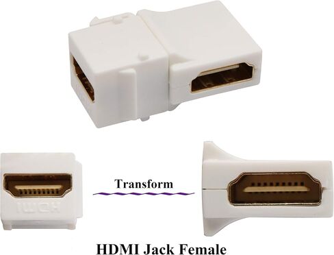 HDMI Keystone Coupler, Gold Plated HDMI Keystone Jack Insert Female to Female 3D 4K Coupler Adapter for Wall Plate (Black/2 Pack) in Kuwait