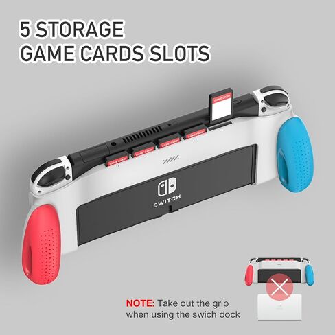 POWNEW Grip Case Compatible with Nintendo Switch & OLED, Ergonomic Handheld Grips with 5 Game Slots for Nintendo Switch OLED & Regular Model in Saudi Arabia