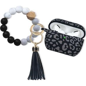 حافظة Airpods Pro من السيليكون، غطاء معصم Apple Airpod Pro مطرز من Wonjury للفتيات والنساء، حافظة من السيليكون لحافظة الشحن اللاسلكي AirPod Pro مع سلسلة مفاتيح سوار (أرجواني فاتح) in Kuwait