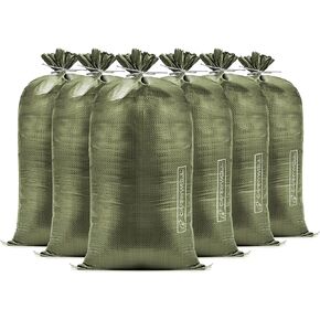 (Not Made in China) 20 Pack, Heavy Duty Sand Bags for Flooding, Empty Sandbags with Tie Strings, UV Protection 1600 Hours, Flood Control,14in x 26in, Sandbag for Weight, 50lb Capacity, White in Saudi Arabia