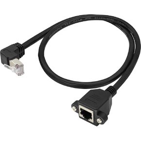 zdyCGTime Cat 6 RJ45 90 درجة ذكر إلى أنثى كابل تمديد لوحة إيثرنت محمي موصل شبكة إيثرنت، كابل تمديد شبكة إيثرنت 8P8C لجهاز التوجيه، مجموعة الصندوق العلوي، إلخ. (أعلى/0.6 متر) in Kuwait