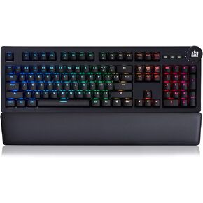 Deco Gear Customizable Mechanical Keyboard with Cherry MX Red Switches, RGB Lighting, Quick Access Function Keys, Detachable Ergonomic Wrist Pad, 104 Keys, USB Plug-n-Play in Kuwait