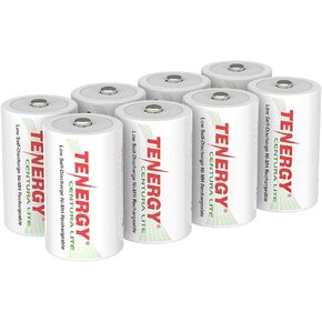 Tenergy Centura Lite 1.2V NiMH بطارية D قابلة للشحن، 3000 مللي أمبير في الساعة بطاريات خلية D ذاتية التفريغ منخفضة، بطارية مشحونة مسبقًا بحجم D، معتمدة من UL، 8 عبوات