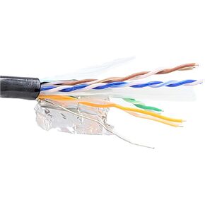 Micro Connectors 250 Feet Cat6 Solid (F/UTP) Outdoor Bulk Ethernet 23AWG Cable (Black) (TR4-560BOU-250)