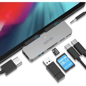 موزع USB C لايباد برو 2019 2018، محول زدفيو 7 في 1 USB نوع C الى 4K HDMI مع USB 3.0، شحن USB-C PD وقارئ بطاقات SD/TF، مقبس سماعة راس 3.5 ملم متوافق مع ايباد برو الجديد 2019 2018 11/12.9 انش in Kuwait