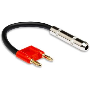 Hosa BNP-116 Black 1/4" TS to Dual Banana Speaker Adaptor, 6 Inch