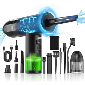 منفضة هواء مضغوطة من BENMAZ - منفضة كهربائية 110000 دورة في الدقيقة - منفاخ هواء لتنظيف لوحة مفاتيح الكمبيوتر والسيارة - منفضة هواء لاسلكية قابلة لإعادة الشحن بقوة 7600 مللي أمبير في الساعة، منظف لوحة مفاتيح الكمبيوتر، منفضة هواء كهربائية in Kuwait