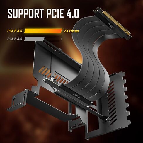 انتيك كيبل رفع PCIe 4.0، كيبل رفع PCIe 4.0 16x عالي السرعة 90 درجة 200 ملم اسود، متوافق مع RTX3090 وRTX3080 وRTX3070 وRTX3060TI وRX6900XT وRX6800 in Kuwait