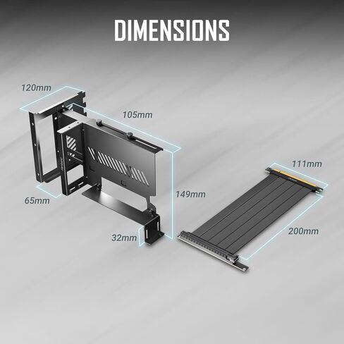 انتيك كيبل رفع PCIe 4.0، كيبل رفع PCIe 4.0 16x عالي السرعة 90 درجة 200 ملم اسود، متوافق مع RTX3090 وRTX3080 وRTX3070 وRTX3060TI وRX6900XT وRX6800 in Kuwait