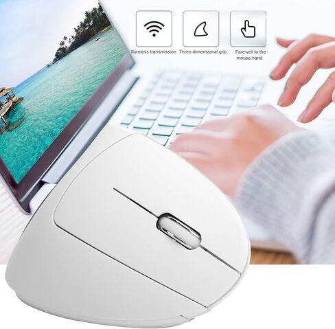 Hilitand Ergonomic Vertical Mouse, 2.4G Wireless Optical Game Mouse, RGB Backlight, Adjustable 4-Level 2400DPI, 6 Button for PC/Laptop Desktop(White) in Saudi Arabia