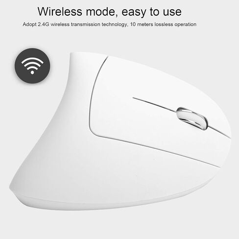 Hilitand Ergonomic Vertical Mouse, 2.4G Wireless Optical Game Mouse, RGB Backlight, Adjustable 4-Level 2400DPI, 6 Button for PC/Laptop Desktop(White) in Saudi Arabia