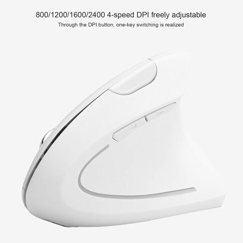 Hilitand Ergonomic Vertical Mouse, 2.4G Wireless Optical Game Mouse, RGB Backlight, Adjustable 4-Level 2400DPI, 6 Button for PC/Laptop Desktop(White) in Saudi Arabia