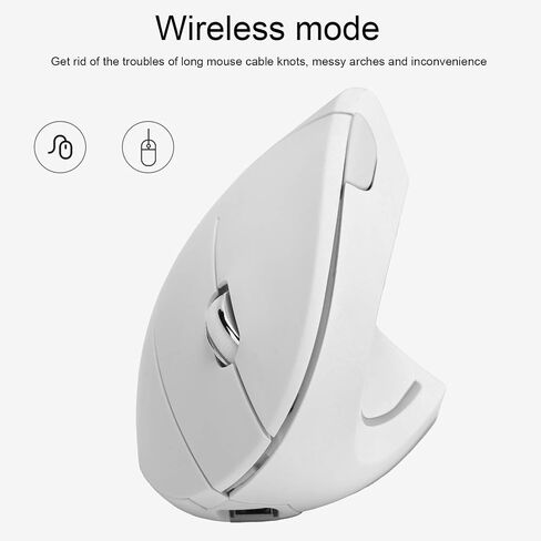Hilitand Ergonomic Vertical Mouse, 2.4G Wireless Optical Game Mouse, RGB Backlight, Adjustable 4-Level 2400DPI, 6 Button for PC/Laptop Desktop(White) in Saudi Arabia