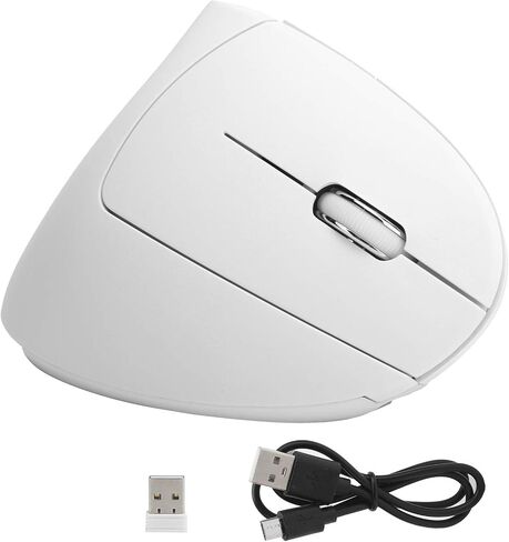 Hilitand Ergonomic Vertical Mouse, 2.4G Wireless Optical Game Mouse, RGB Backlight, Adjustable 4-Level 2400DPI, 6 Button for PC/Laptop Desktop(White) in Saudi Arabia