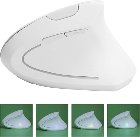 Hilitand Ergonomic Vertical Mouse, 2.4G Wireless Optical Game Mouse, RGB Backlight, Adjustable 4-Level 2400DPI, 6 Button for PC/Laptop Desktop(White) in Saudi Arabia