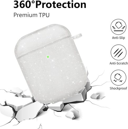 AIIEKZ Compatible with AirPods Case Cover, Soft TPU Case for AirPods 2&1 Generation Case with Cute Butterfly Keychain for Girls Women (Glitter Clear) in Saudi Arabia
