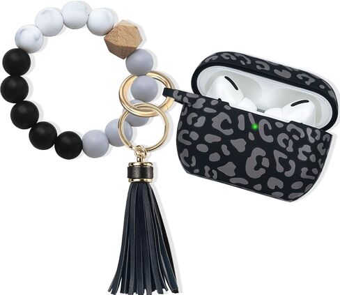 حافظة Airpods Pro من السيليكون، غطاء معصم Apple Airpod Pro مطرز من Wonjury للفتيات والنساء، حافظة من السيليكون لحافظة الشحن اللاسلكي AirPod Pro مع سلسلة مفاتيح سوار (أرجواني فاتح) in Kuwait