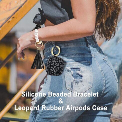 حافظة Airpods Pro من السيليكون، غطاء معصم Apple Airpod Pro مطرز من Wonjury للفتيات والنساء، حافظة من السيليكون لحافظة الشحن اللاسلكي AirPod Pro مع سلسلة مفاتيح سوار (أرجواني فاتح) in Kuwait