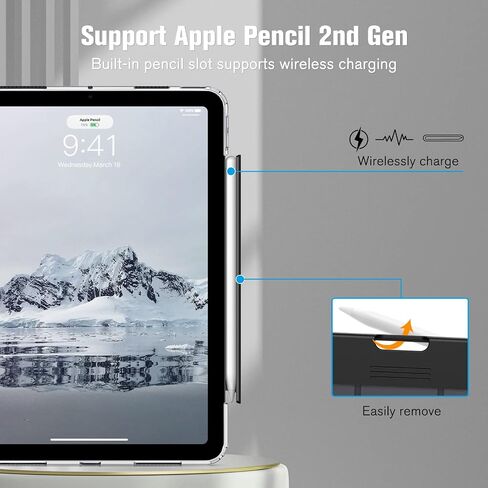 Fintie Clear Case for iPad Air 5th Generation (2022) / iPad Air 4th Gen (2020) 10.9 Inch, Crystal Transparent Back Cover with Discreet Retractable Pencil Holder, Auto Wake/Sleep, Starlight in Saudi Arabia