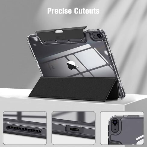 Fintie Clear Case for iPad Air 5th Generation (2022) / iPad Air 4th Gen (2020) 10.9 Inch, Crystal Transparent Back Cover with Discreet Retractable Pencil Holder, Auto Wake/Sleep, Starlight in Saudi Arabia