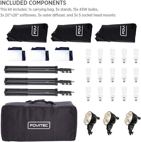 مجموعة اضاءة فيديو مستمرة 3000 واط من ستوديو برو مع حامل اضاءة، مصابيح اضاءة نهارية 45 واط، وسوفت بوكس in Kuwait