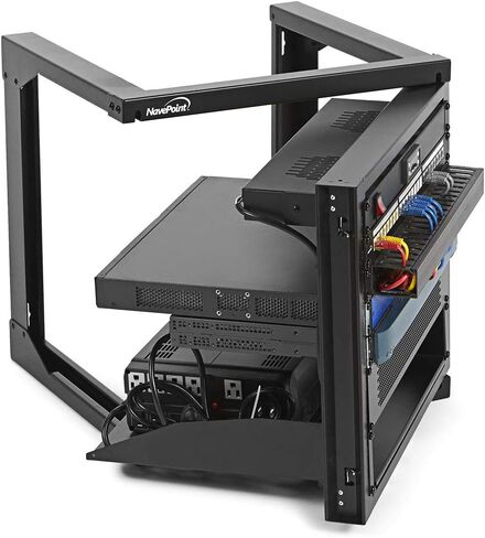 NavePoint 6U Server Rack with Swing Gate - 6U Wall Mount Rack for 19 Inch IT Equipment Open Frame Rack – Network Rack Wall Mount for AV & Server Equipment 24" Deep 6U Rack, Black in Kuwait