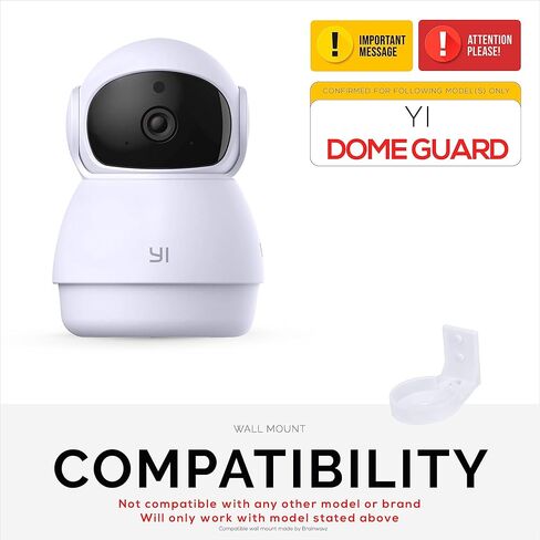Wall Mount for YI Dome Guard Pet & Baby Indoor Camera, Easy to Install Adhesive Holder Bracket, Reduce Blind Spots & Clutter, Adhesive & Screw-in Mounting - (White) in Saudi Arabia