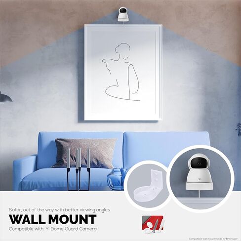 Wall Mount for YI Dome Guard Pet & Baby Indoor Camera, Easy to Install Adhesive Holder Bracket, Reduce Blind Spots & Clutter, Adhesive & Screw-in Mounting - (White) in Saudi Arabia