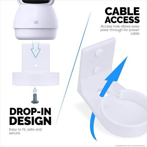 Wall Mount for YI Dome Guard Pet & Baby Indoor Camera, Easy to Install Adhesive Holder Bracket, Reduce Blind Spots & Clutter, Adhesive & Screw-in Mounting - (White) in Saudi Arabia