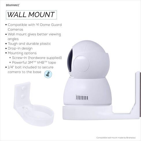 Wall Mount for YI Dome Guard Pet & Baby Indoor Camera, Easy to Install Adhesive Holder Bracket, Reduce Blind Spots & Clutter, Adhesive & Screw-in Mounting - (White) in Saudi Arabia
