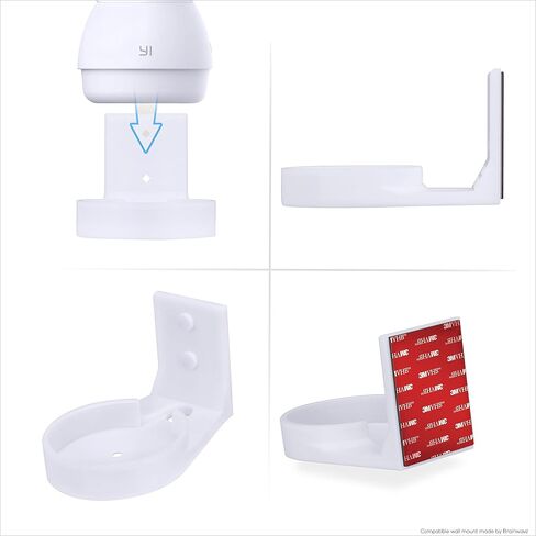 Wall Mount for YI Dome Guard Pet & Baby Indoor Camera, Easy to Install Adhesive Holder Bracket, Reduce Blind Spots & Clutter, Adhesive & Screw-in Mounting - (White) in Saudi Arabia