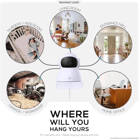 Wall Mount for YI Dome Guard Pet & Baby Indoor Camera, Easy to Install Adhesive Holder Bracket, Reduce Blind Spots & Clutter, Adhesive & Screw-in Mounting - (White) in Saudi Arabia