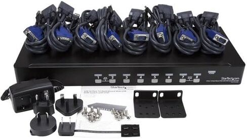 StarTech Port 1U Rack Mount DVI USB KVM Switch Kit, اسود 8 port VGA in Kuwait