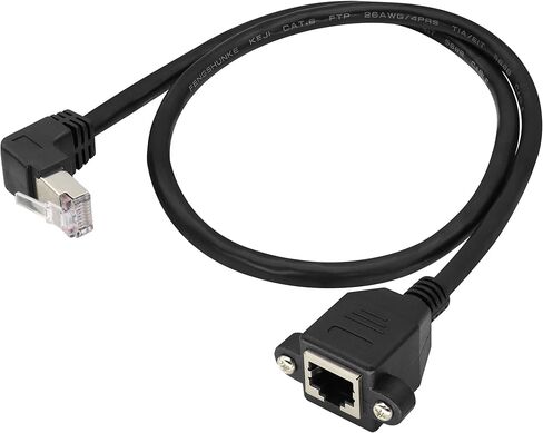 zdyCGTime Cat 6 RJ45 90 Degree Male to Female Shielded Ethernet Network Connector Screw Panel Mount Extension Cable, 8P8C Ethernet Network Extension Cable for Router, Set Top Box, etc.(Up/0.6M) in Saudi Arabia
